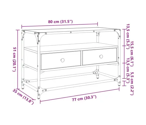 Tv Spintelė Su Stikliniu Stalviršiu, Juoda, 80X35X51cm Mediena
