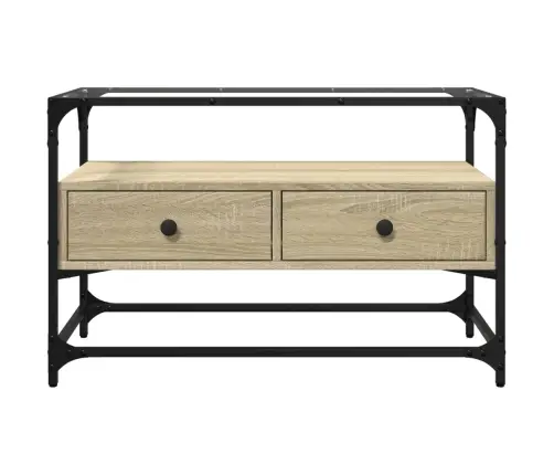 Tv Skapītis, Stikla Virsma, Ozola, 80X35X51 Cm, Konstruēts Koks Vidaxl