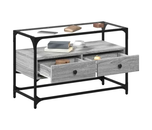 Klaasplaadiga Telerikapp Hall Sonoma Tamm 80X35X51 Cm Tehispuit