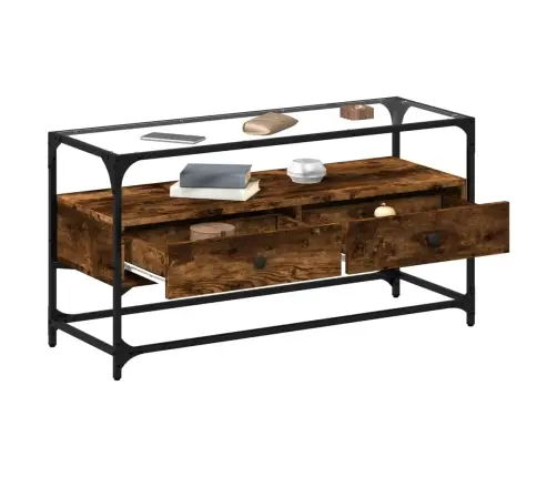 Tv Skapītis, Stikla Virsma, Ozola, 98X35X51 Cm, Konstruēts Koks Vidaxl Tv Skapītis, Stikla Virsma, Ozola, 98X35X51 Cm, Konstruēts Koks Vidaxl