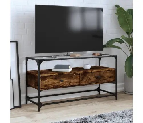 Tv Skapītis, Stikla Virsma, Ozola, 98X35X51 Cm, Konstruēts Koks Vidaxl Tv Skapītis, Stikla Virsma, Ozola, 98X35X51 Cm, Konstruēts Koks Vidaxl