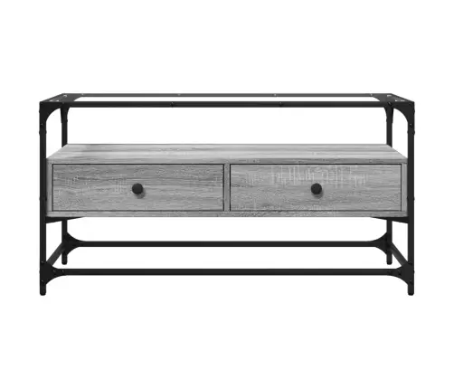 Tv Skapītis, Stikla Virsma, Ozola, 98X35X51 Cm, Konstruēts Koks Vidaxl