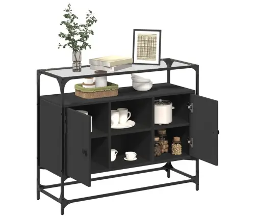 Skapītis, Stikla Virsma, Melns, 98X35X81 Cm, Konstruēts Koks Vidaxl