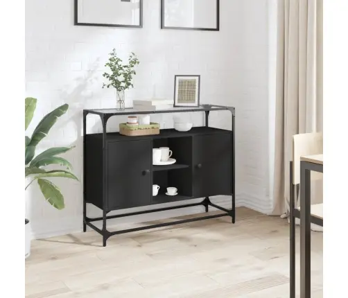 Skapītis, Stikla Virsma, Melns, 98X35X81 Cm, Konstruēts Koks Vidaxl