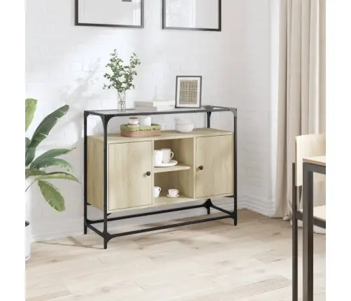 Skapītis, Stikla Virsma, Ozola, 98X35X81 Cm, Konstruēts Koks Vidaxl Skapītis, Stikla Virsma, Ozola, 98X35X81 Cm, Konstruēts Koks Vidaxl
