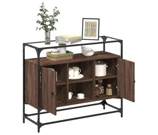 Skapītis, Stikla Virsma, Ozola, 98X35X81 Cm, Konstruēts Koks Vidaxl Skapītis, Stikla Virsma, Ozola, 98X35X81 Cm, Konstruēts Koks Vidaxl