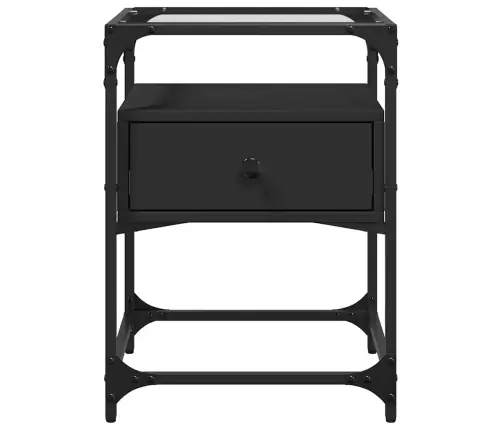 Naktinės Spintelės, 2Vnt., Juodos, 40X40X55cm Apdirbta Mediena