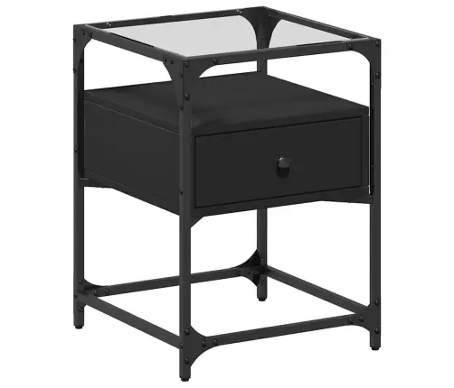 Naktinės Spintelės, 2Vnt., Juodos, 40X40X55cm Apdirbta Mediena