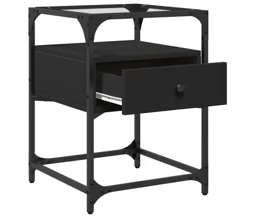 Naktinės Spintelės, 2Vnt., Juodos, 40X40X55cm Apdirbta Mediena