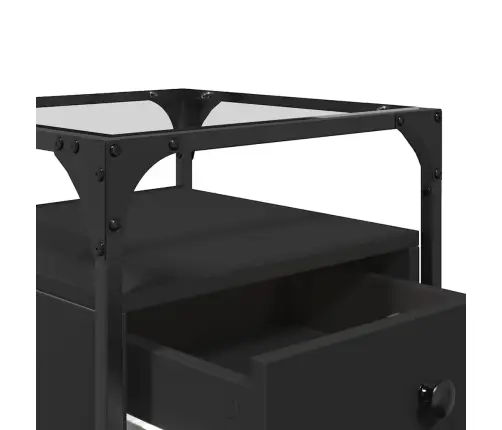 Naktinės Spintelės, 2Vnt., Juodos, 40X40X55cm Apdirbta Mediena