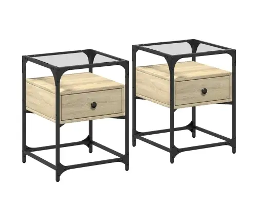 Naktsskapīši, 2 Gab., Ozolkoka, 40X40X55 Cm, Inženierijas Koks Vidaxl