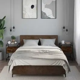 Naktinės Spintelės, 2Vnt., Dūminio Ąžuolo, 40X40X55cm Mediena