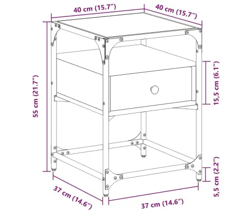 Naktsskapīši, 2 Gab., Pelēcīgi, 40X40X55 Cm, Inženierijas Koks Vidaxl