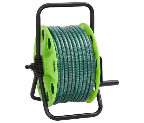 Brīvi Stāvoša Šļūtenes Spole Ar 30 M Pvc Šļūteni, Zaļa Vidaxl