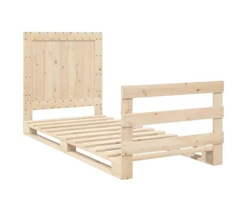 Gultas Rāmis Ar Galvgali, Priedes Masīvkoks, 90X200 Cm Vidaxl