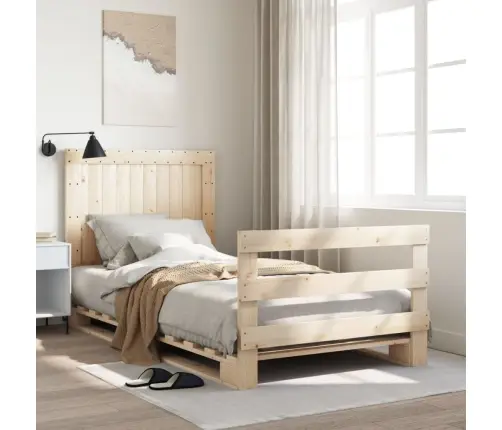 Gultas Rāmis Ar Galvgali, 100X200 Cm, Priedes Masīvkoks Vidaxl
