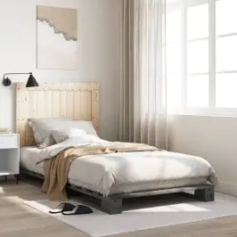 Lovos Rėmas Su Galvūgaliu, Pilkas, 100X200cm Pušies Masyvas