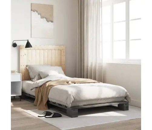 Lovos Rėmas Su Galvūgaliu, Pilkas, 100X200cm Pušies Masyvas