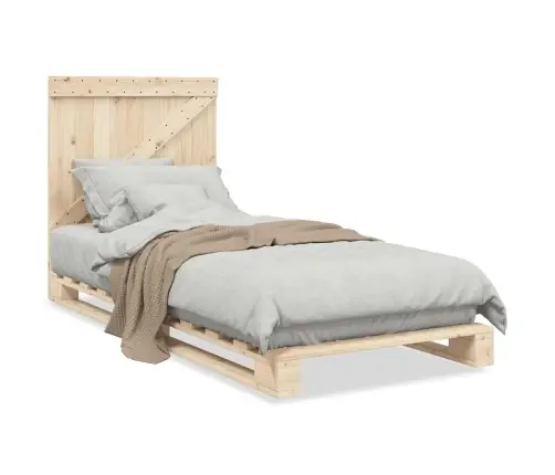 Gultas Rāmis Ar Galvgali, Priedes Masīvkoks, 90X200 Cm Vidaxl