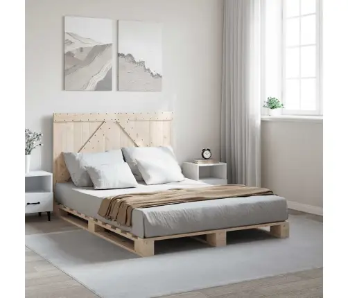 Gultas Rāmis Ar Galvgali, 140X200 Cm, Priedes Masīvkoks Vidaxl