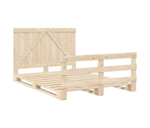 Gultas Rāmis Ar Galvgali, 140X200 Cm, Priedes Masīvkoks Vidaxl