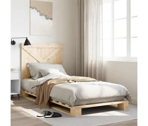 Gultas Rāmis Ar Galvgali, Priedes Masīvkoks, 90X200 Cm Vidaxl