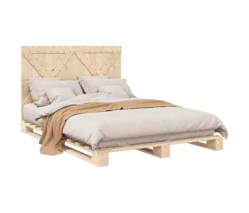 Gultas Rāmis Ar Galvgali, 140X200 Cm, Priedes Masīvkoks Vidaxl
