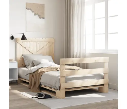 Gultas Rāmis Ar Galvgali, 100X200 Cm, Priedes Masīvkoks Vidaxl