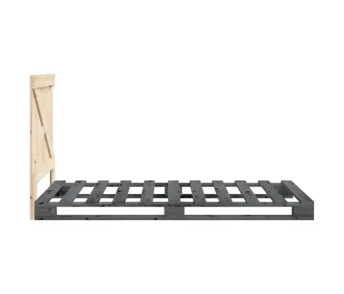 Lovos Rėmas Su Galvūgaliu, Pilkas, 90X200cm Pušies Masyvas