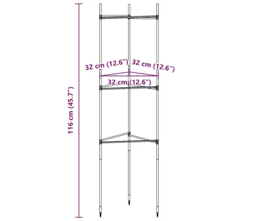 Pomidorų Narvai, 8Vnt., 116 Cm Plienas Ir Pp