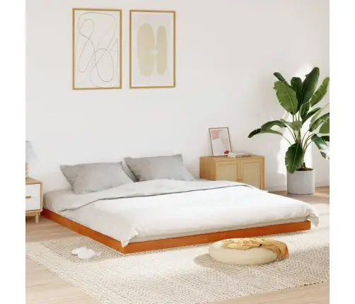 Gultas Rāmis, Vaska Brūnas, 200X200 Cm, Priedes Masīvkoks Vidaxl