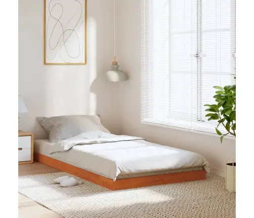 Gultas Rāmis, Vaska Brūnas, 90X200 Cm, Priedes Masīvkoks Vidaxl