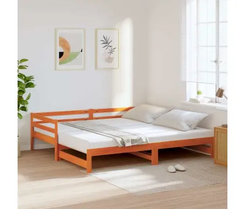 Päevavoodi Väljatõmmatava Osaga, Vahapruun, 80X200cm Männipuit