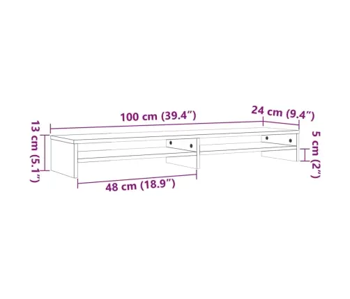 Monitora Paliktnis, Vaska Brūnas, 100X24X13 Cm, Priedes Koks Vidaxl Monitora Paliktnis, Vaska Brūnas, 100X24X13 Cm, Priedes Koks Vidaxl