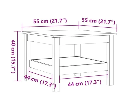 Kafijas Galdiņš, Vaska Brūnas, 55X55X40 Cm, Priedes Masīvkoks Vidaxl