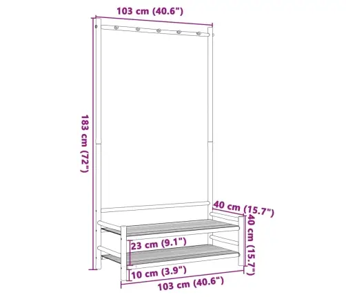 Drabužių Kabykla Su Lentynomis, 103X40X183cm Bambukas