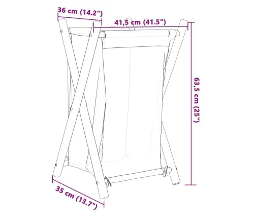 Pesukorv, Kreemjasvalge, 41,5 X 36 X 63,5 cm Bambus