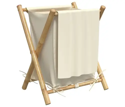 Veļas Grozs, Krēmbalts, 45X55X63,5 Cm, Bambuss Vidaxl