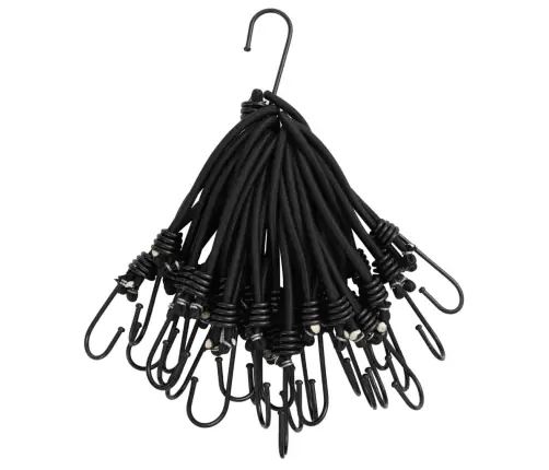 Bungee Virvelės Su Kabliukais, 50Vnt., 17Cm