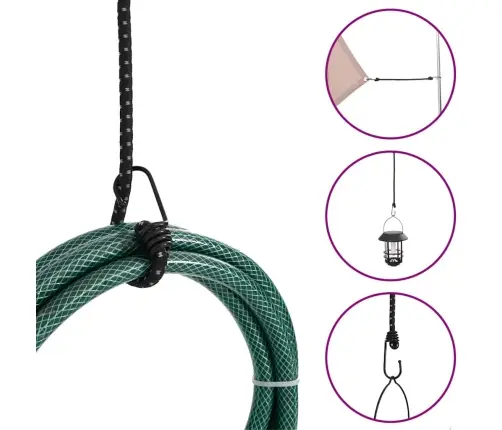 Bungee Virvelės Su Juostelėmis Ir Kabliukais, 10Vnt., 46Cm