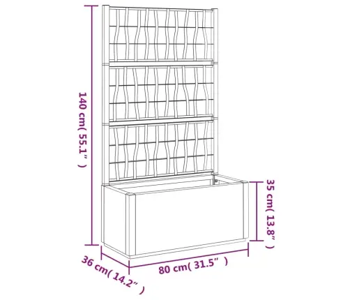 Dārza Puķu Kaste Ar Špaleru, Balta, 80X36X140 Cm, Pp Vidaxl