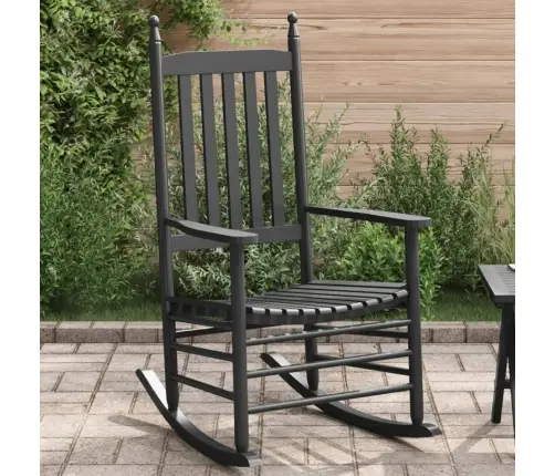 Šūpuļkrēsls Ar Izliektu Sēdekli, Melns, Papeles Masīvkoks Vidaxl