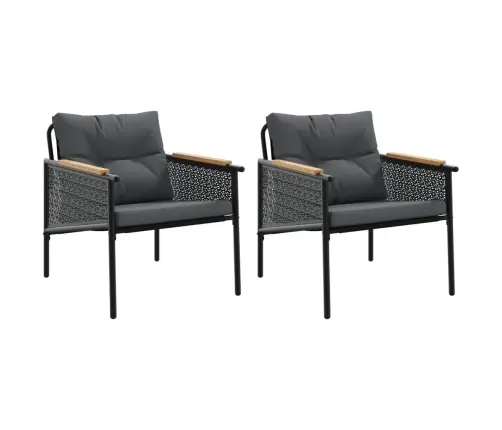 Dārza Krēsli Ar Matračiem, 2 Gab., Melni, Tērauds Vidaxl