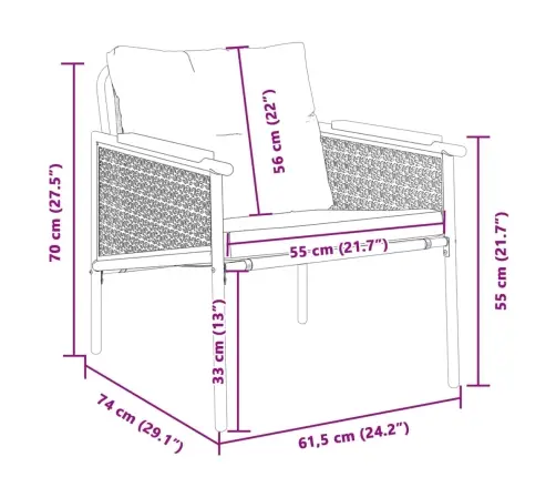 Dārza Krēsli Ar Matračiem, 2 Gab., Melni, Tērauds Vidaxl