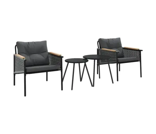 4-Daļīgs Balkona Mēbeļu Komplekts, Matrači, Melns, Tērauds Vidaxl 4-Daļīgs Balkona Mēbeļu Komplekts, Matrači, Melns, Tērauds Vidaxl