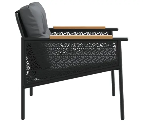 4-Daļīgs Balkona Mēbeļu Komplekts, Matrači, Melns, Tērauds Vidaxl 4-Daļīgs Balkona Mēbeļu Komplekts, Matrači, Melns, Tērauds Vidaxl