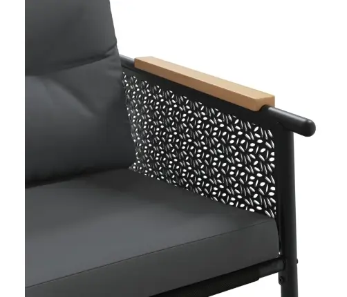 4-Daļīgs Balkona Mēbeļu Komplekts, Matrači, Melns, Tērauds Vidaxl 4-Daļīgs Balkona Mēbeļu Komplekts, Matrači, Melns, Tērauds Vidaxl