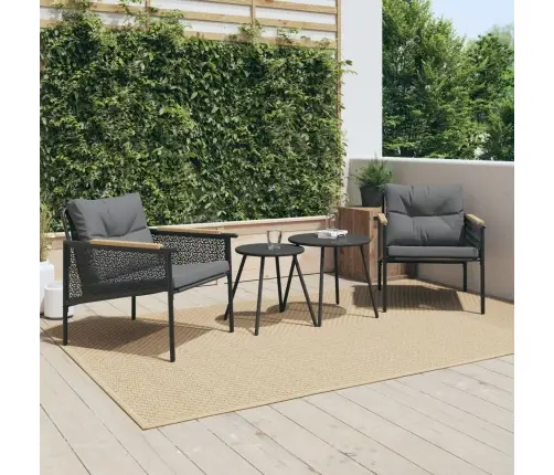 4-Daļīgs Balkona Mēbeļu Komplekts, Matrači, Melns, Tērauds Vidaxl 4-Daļīgs Balkona Mēbeļu Komplekts, Matrači, Melns, Tērauds Vidaxl