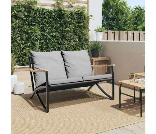 Dārza Sols Ar Matračiem, Melns, 120 Cm, Tērauds Vidaxl