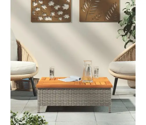 Dārza Galds, 70X70X25 Cm, Pelēka Pe Rotangpalma, Akācijas Koks Vidaxl Dārza Galds, 70X70X25 Cm, Pelēka Pe Rotangpalma, Akācijas Koks Vidaxl